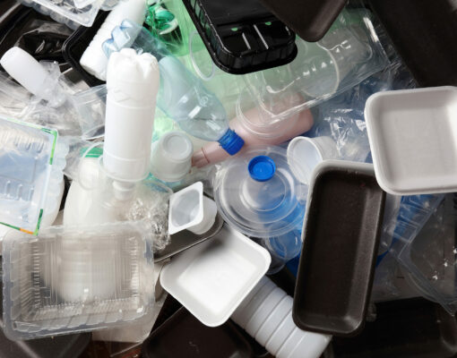 A heap of different types of plastic waste